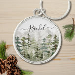 Monogram Watercolor Grönt Gräs Forest på berget Rund Silverfärgad Nyckelring<br><div class="desc">Vi presenterar vår Monogram Watercolor Grönt Gräs Forest på bergsnyckelkedjan! Anpassa den och anamma naturens skönhet och en rustisk charm.</div>