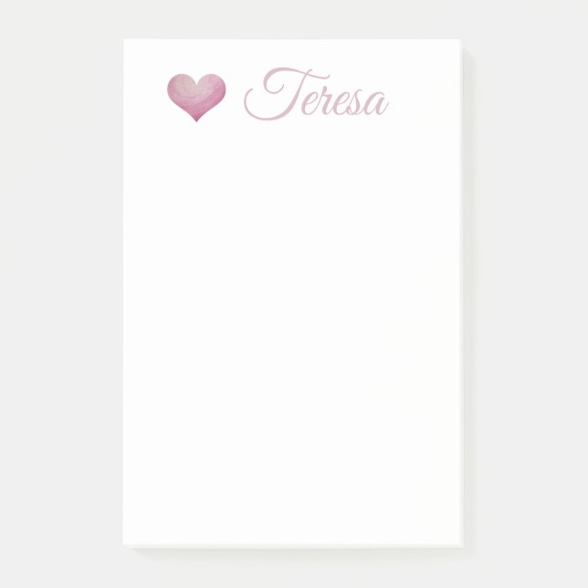 MONOGRAM WATERCOLOR HEART Notes Post-it Block (Framsida)