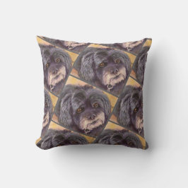 MONOGRAM WATERCOLOR PORTRÄTT COCK-A-POO MIX KUDDE