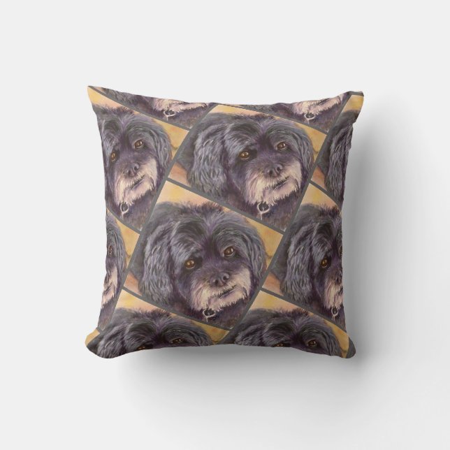 MONOGRAM WATERCOLOR PORTRÄTT COCK-A-POO MIX KUDDE (Framsida)