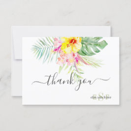 Monogram Watercolor Tropical Flowers Foliage, tack
