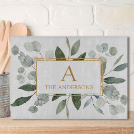 Monogram Watercolor Tropical Green Leaves