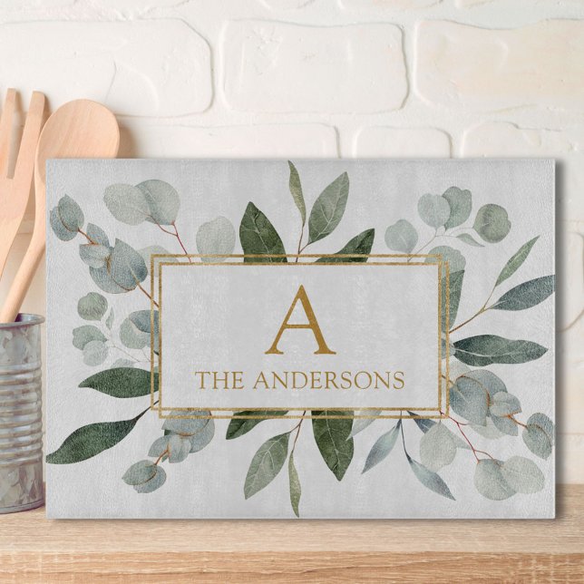 Monogram Watercolor Tropical Green Leaves (In situ)