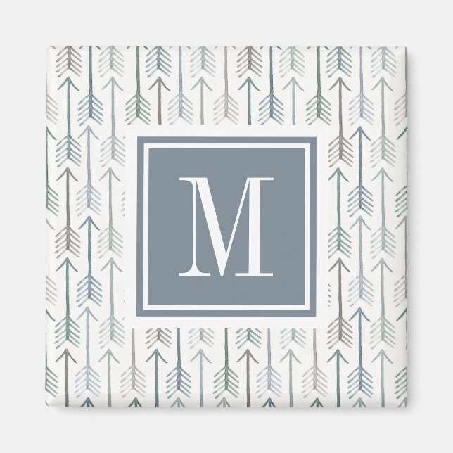 Monogram | Watercolor Wanderlyste Arrow Mönster Magnet (Framsidan)