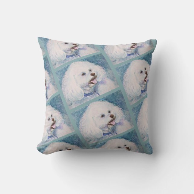 MONOGRAM WATERCOLOR WHITE BICHON FRISE KUDDE (Framsida)