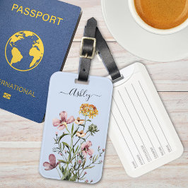 Monogram Watercolor WildblomBouquet #1 Bagagebricka