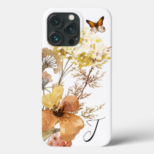 Monogram Watercolor Wildblommor Butterfly