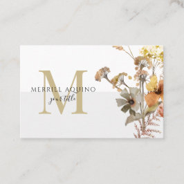 Monogram Watercolor Wildblommor Visitkort