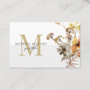Monogram Watercolor Wildblommor Visitkort