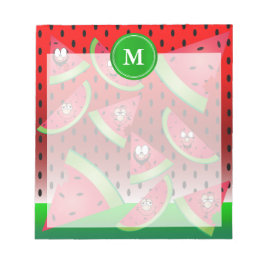 Monogram Watermelon Funny Ansikte Anteckningsblock