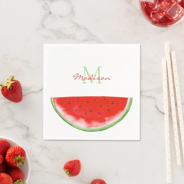Monogram Watermelon Pappersservett (Insitu)