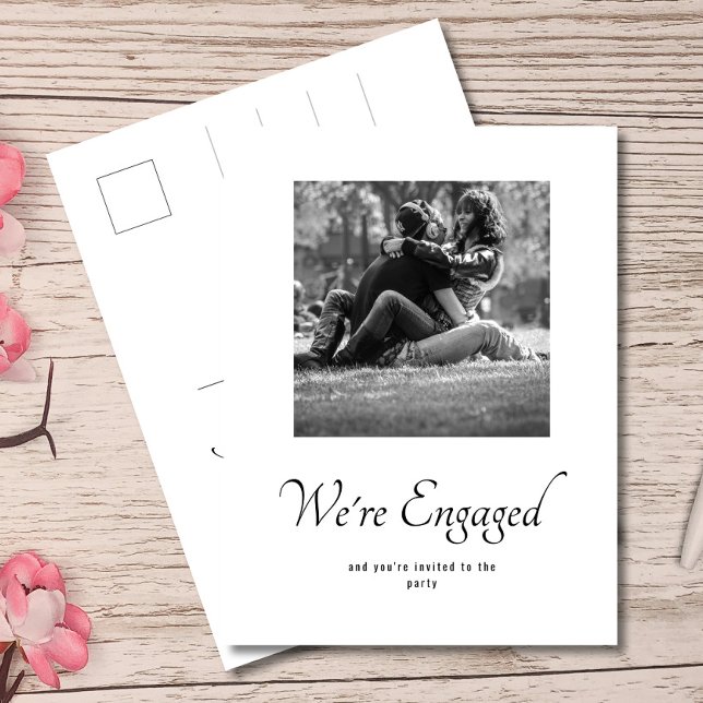 Monogram Wedding Engagement Party Photo Invitation Meddelande Vykort (Skapare uppladdad)