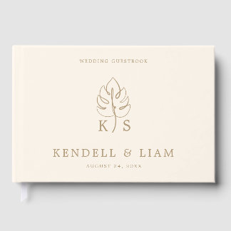 Monogram Wedding Logo Monstera Gästböcker
