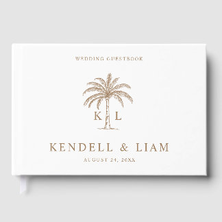 Monogram Wedding Logo Palm Tree Gästböcker