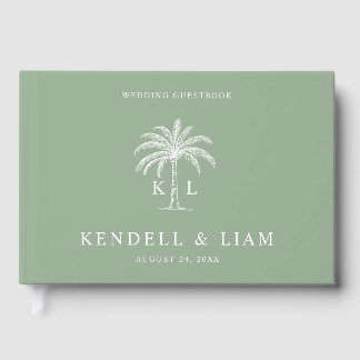 Monogram Wedding Logo Palm Tree Gästböcker