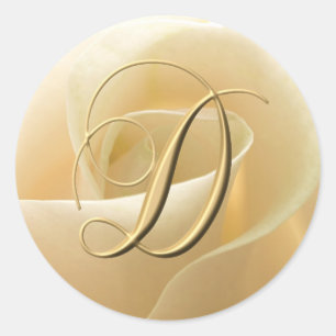Monogram Wedding Stickers - brev D Runt Klistermärke