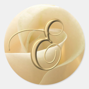 Monogram Wedding Stickers - brev E Runt Klistermärke