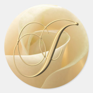 Monogram Wedding Stickers - brev J Runt Klistermärke