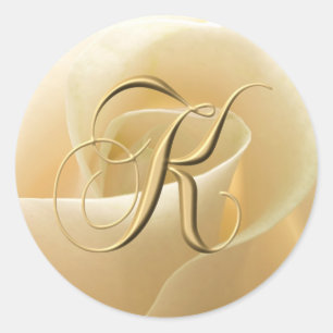 Monogram Wedding Stickers - brev K Runt Klistermärke