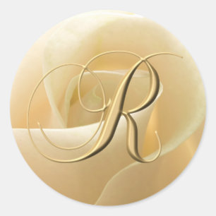 Monogram Wedding Stickers - brev R Runt Klistermärke