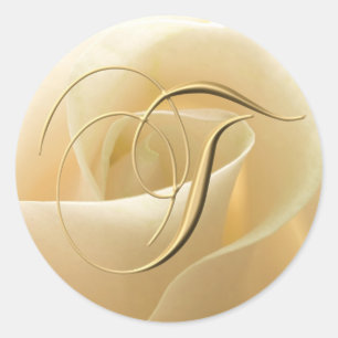 Monogram Wedding Stickers - brev T Runt Klistermärke