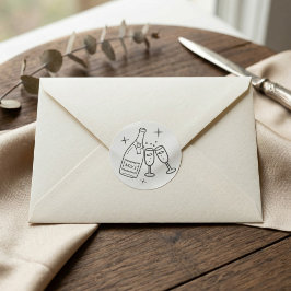 Monogram Wedding Whimsical Doodles Grey and White Runt Klistermärke