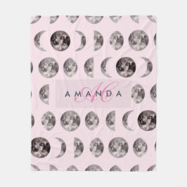 Monogram Whimsical Dreamy Måne Phases Gifts Fleecefilt