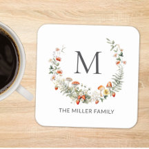 Monogram Whimsical Watercolor Blommigt Botanical