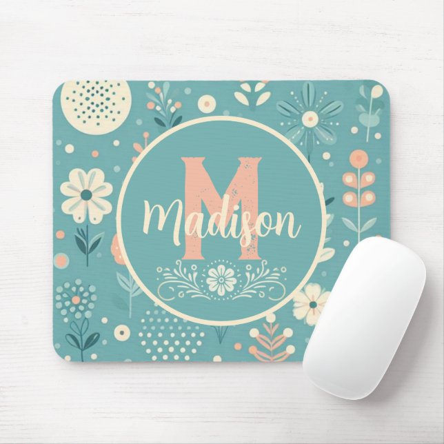 Monogram Whimsiska blommor Musmatta (Med mus)