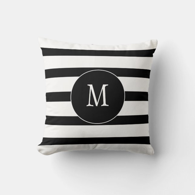 Monogram White and Black Rand Kudde (Framsida)