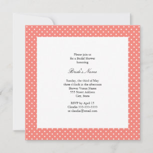Monogram White and Coral Rosa Polka Dot Möhippa Inbjudningar