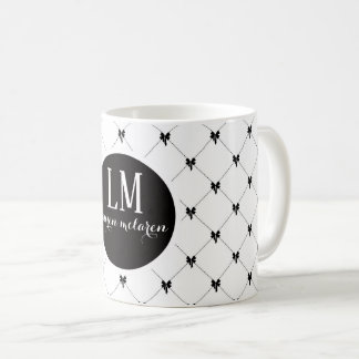 Monogram White & Black Bow Script Kaffemugg