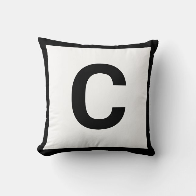 MONOGRAM WHITE BLACK DUBLESIED Cushion Pillow Kudde (Framsida)