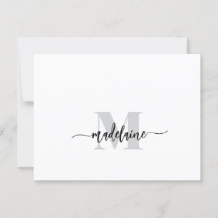 Monogram White Black Silver Färg Personal Vykort