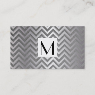 Monogram White Box Chevron Metallic Mönster Visitkort