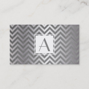 Monogram White Box Chevron Metallic Mönster Visitkort