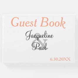 Monogram White Cantaloupe Blue Bröllop Gästböcker