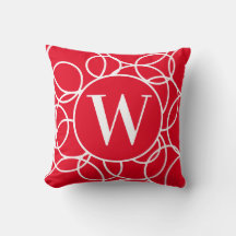 Monogram White Circles Red Modern Abstrakt
