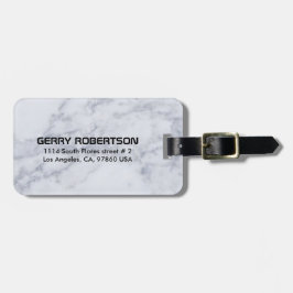 Monogram White Faux Marble Stone Mönster Bagagebricka