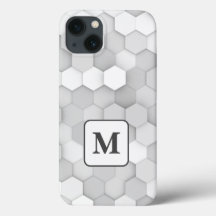 Monogram White & Grått Geometric Hexagon Mönster
