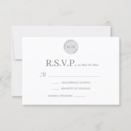 Monogram White Grått Modern Minimalist Bröllop OSA Inbjudningar
