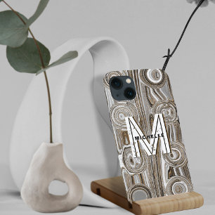 Monogram White & Guld Glitter Funky Retro Groovy