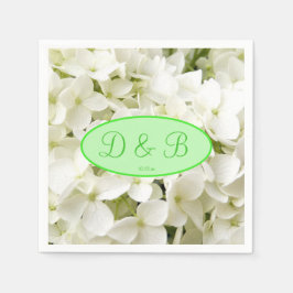 Monogram White Hydrangea Bröllop Pappersservett