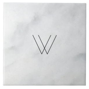 Monogram White Marble Kakelplatta