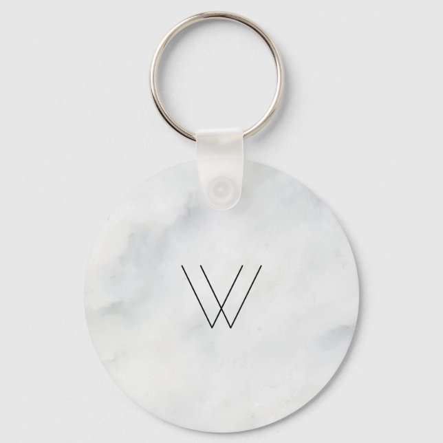 Monogram White Marble Nyckelring (Framsida)