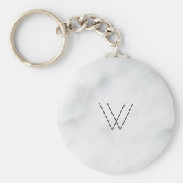 Monogram White Marble Nyckelring