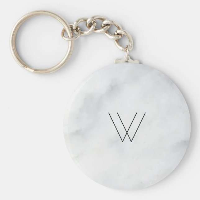 Monogram White Marble Nyckelring (Framsidan)