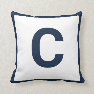 MONOGRAM WHITE NAVY DUBLESITED Cushion Pillow Kudde