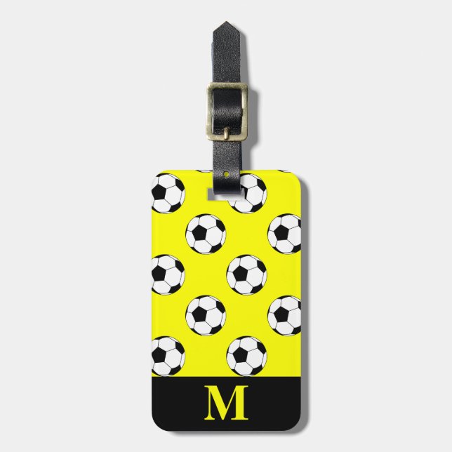 Monogram White Ocer Football Bollar, Gult Bagagebricka (Vertikal Framsida)