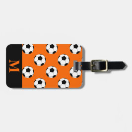 Monogram White Ocer Football Bollar, Orange Bagagebricka